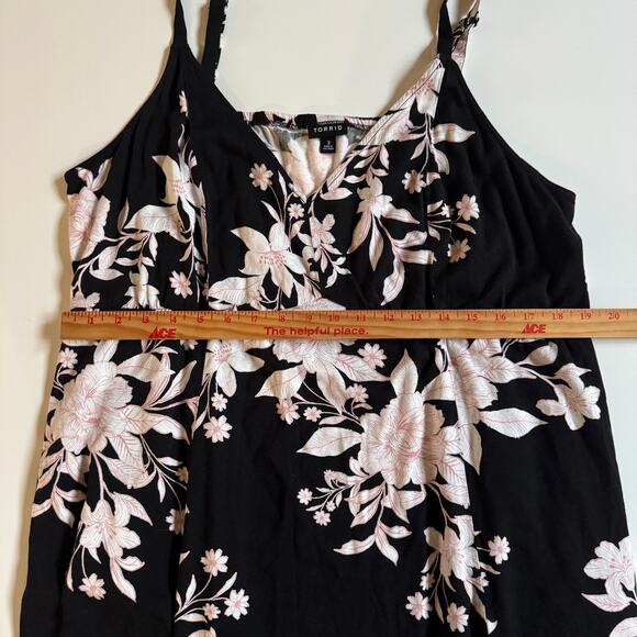 Torrid Tea Length Trapeze Dress Alessa Floral Black Vacation Beach Size 3X EUC - Picture 13 of 15
